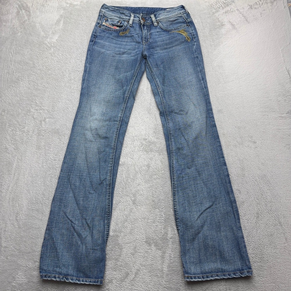 Diesel Jeans Womens 26 Blue Bebel Wash 008AT Low Rise Bootcut Embroidered Denim